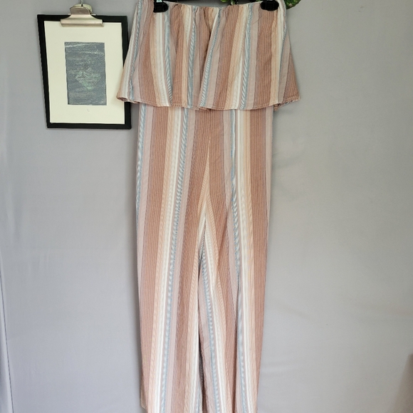 L Space Paulina Harmony Stripe Strapless Cover Up Jumpsuit S - Picture 4 of 13